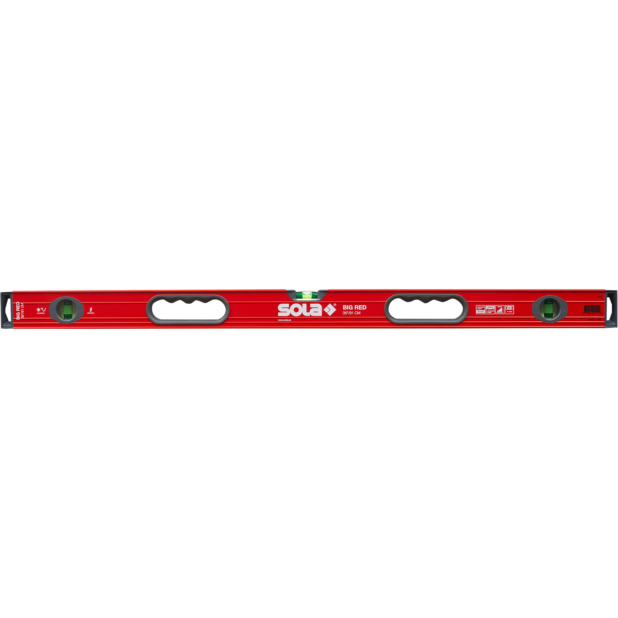 SOLA Box Beam Level - 36in., 3 Vials, Anti-Static Bubbles, Model# LSB36